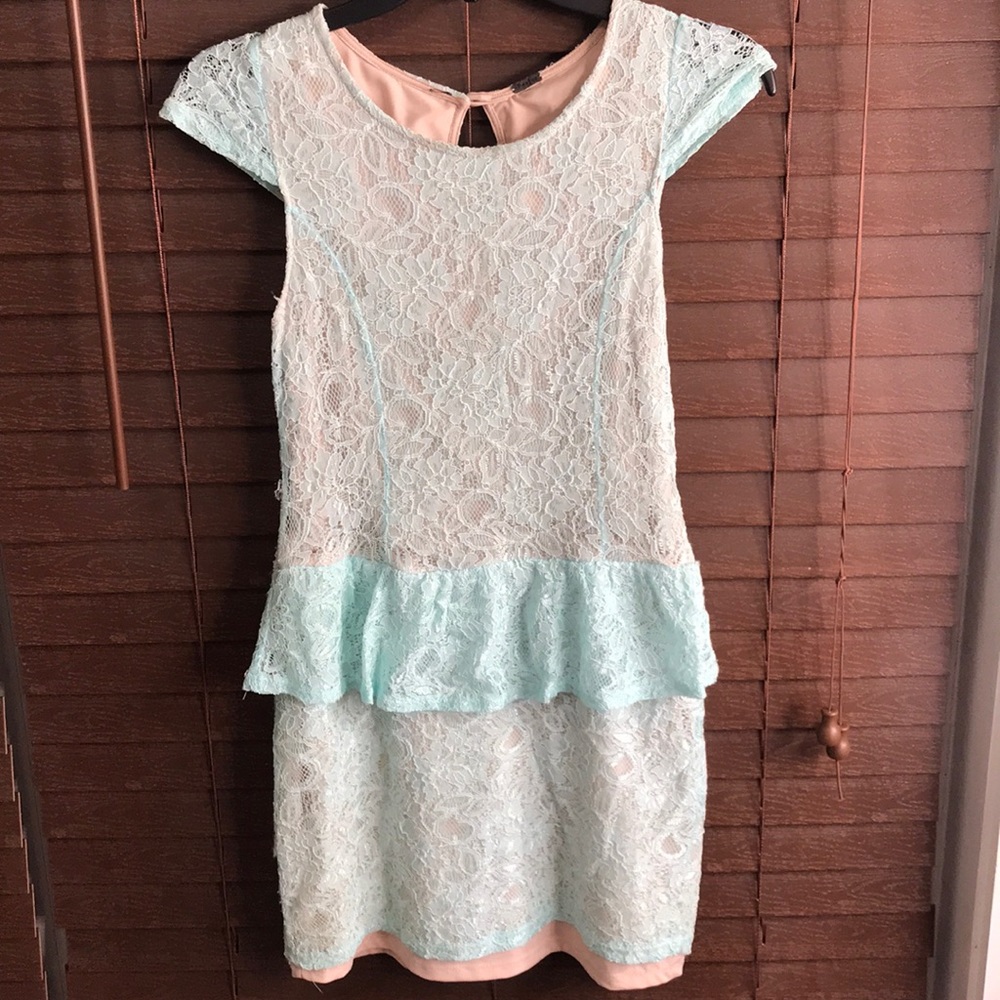 Peplum teal dress